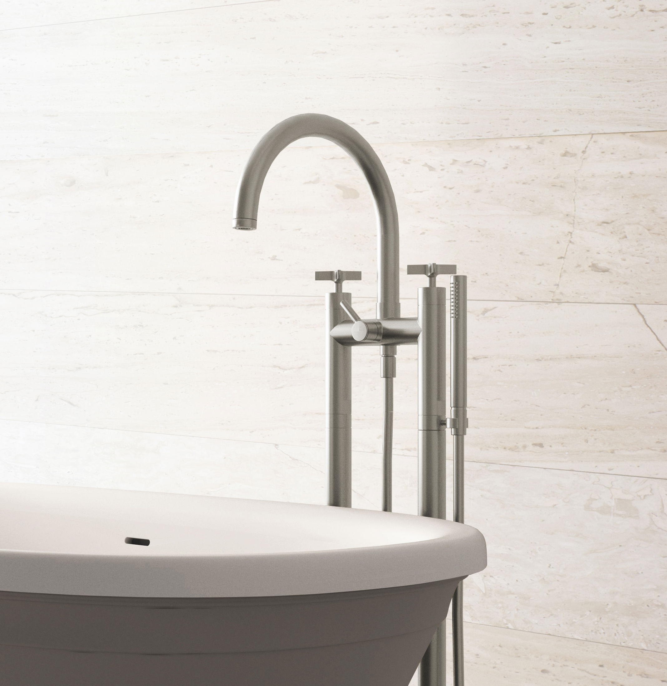 The Clover Bath Shower Mixer Tap Floor Standing