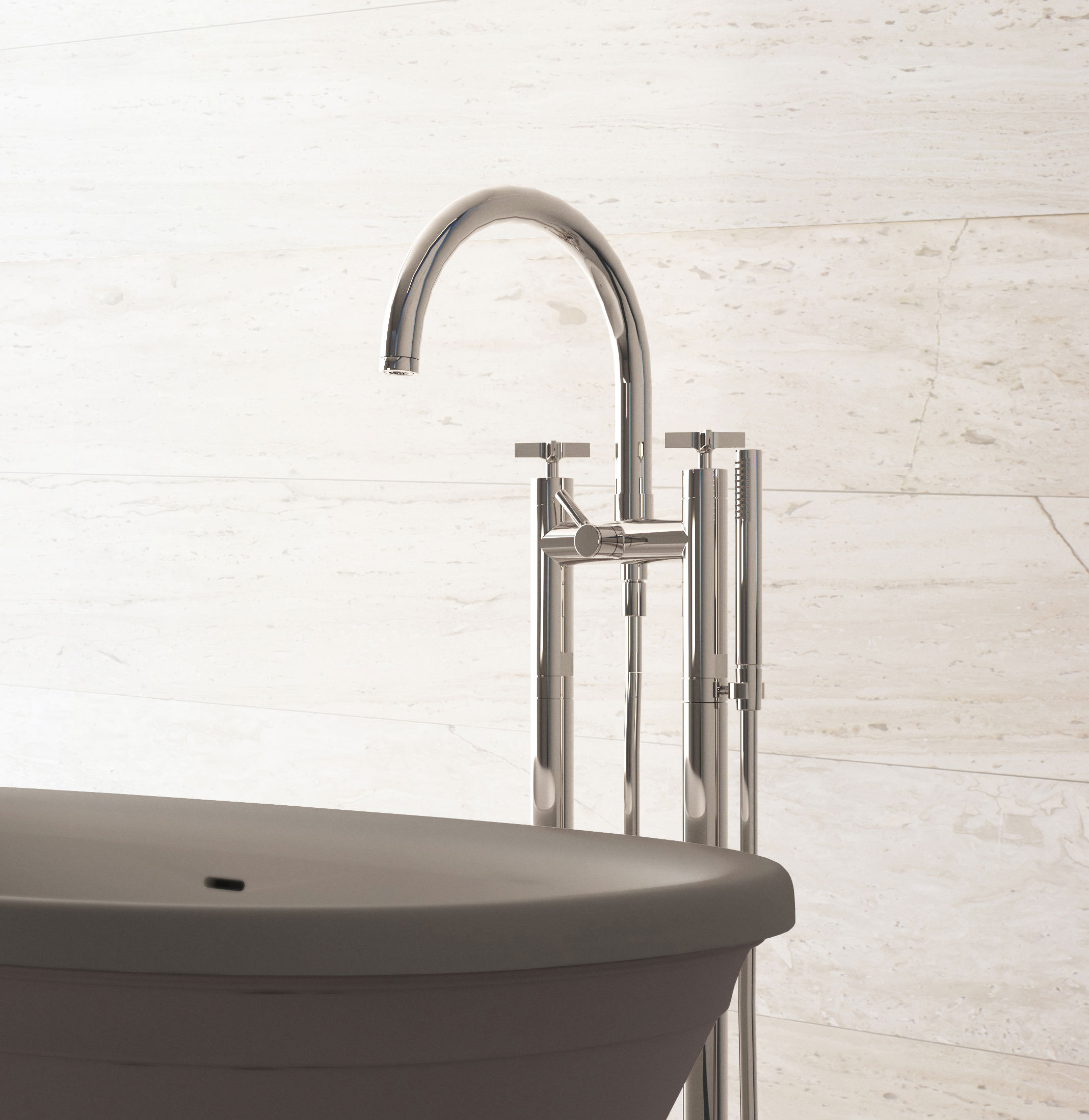 The Clover Bath Shower Mixer Tap Floor Standing