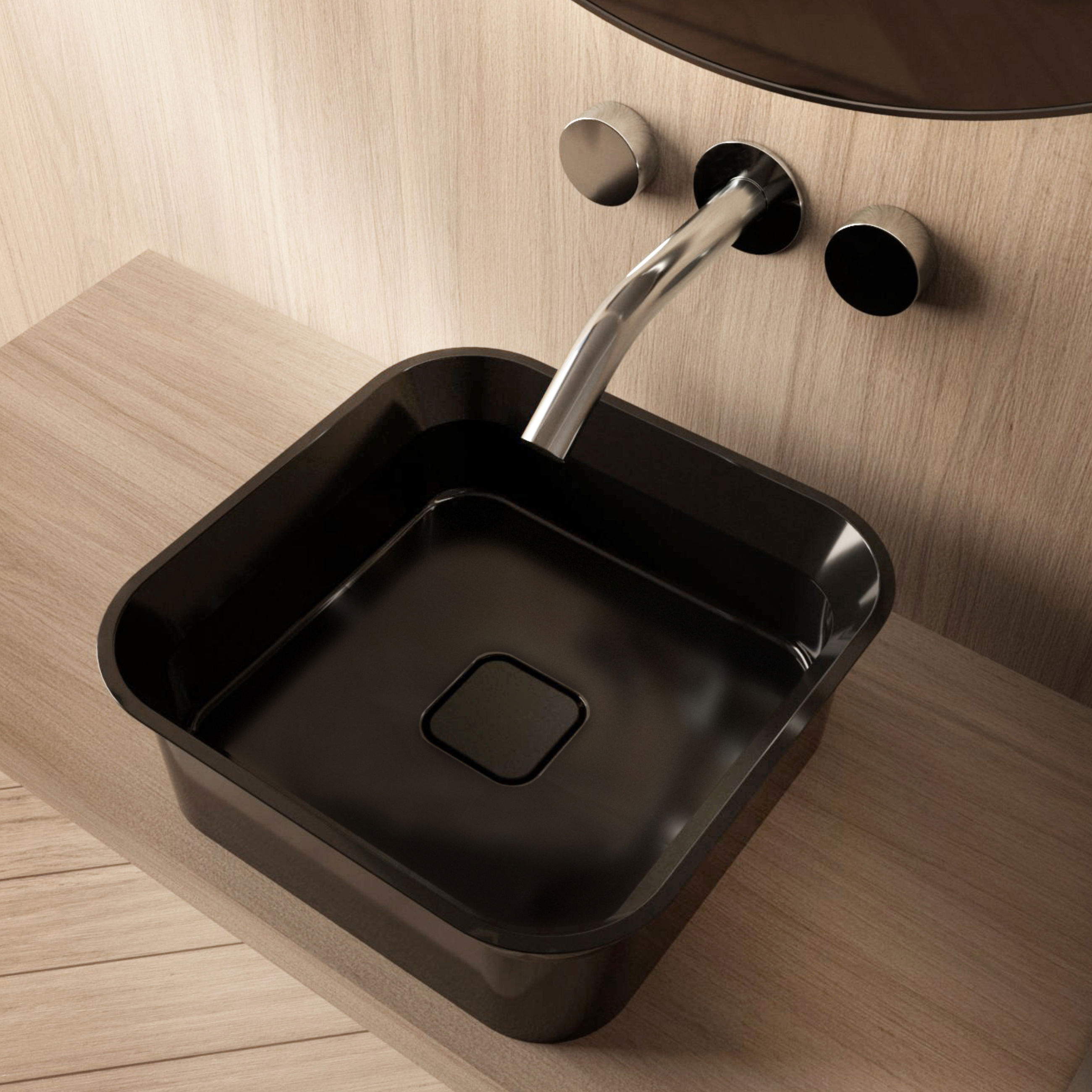 The Ayla  Countertop Square Basin & Waste Cover 400x400mm