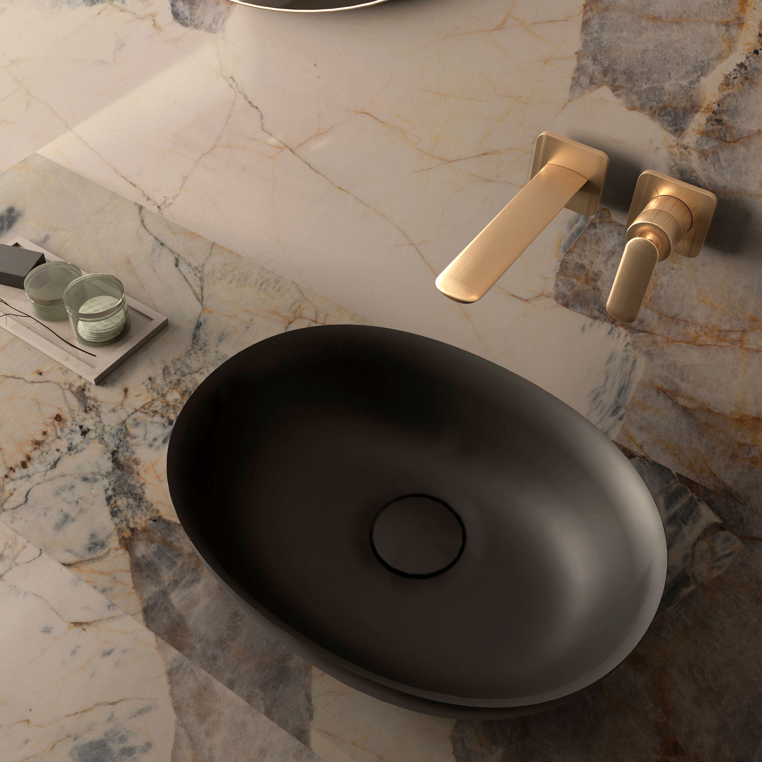 The Dalia Countertop Basin & Waste Cover 470x360mm