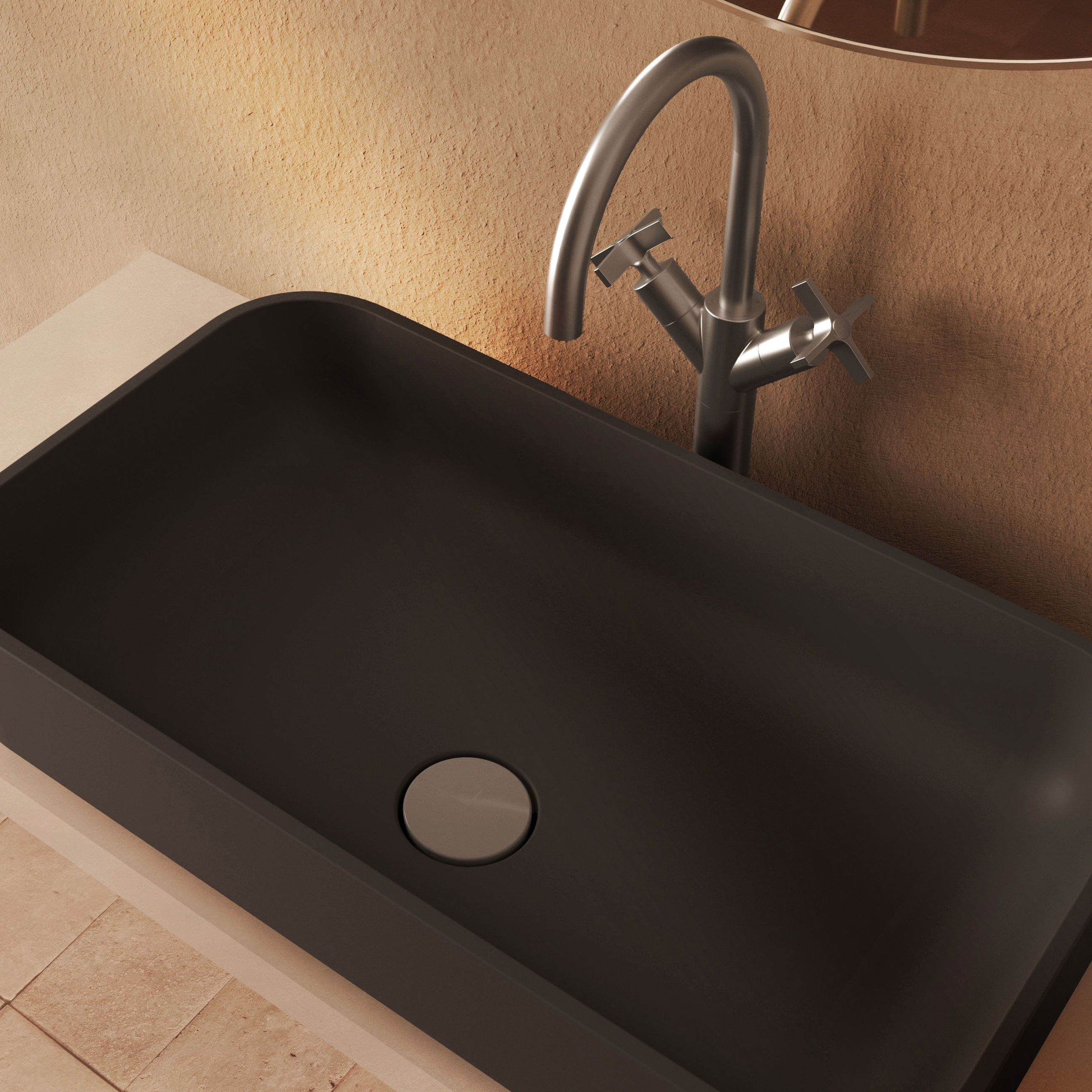 The Rye Countertop Basin & Integrated Free Flow Waste 700x400mm