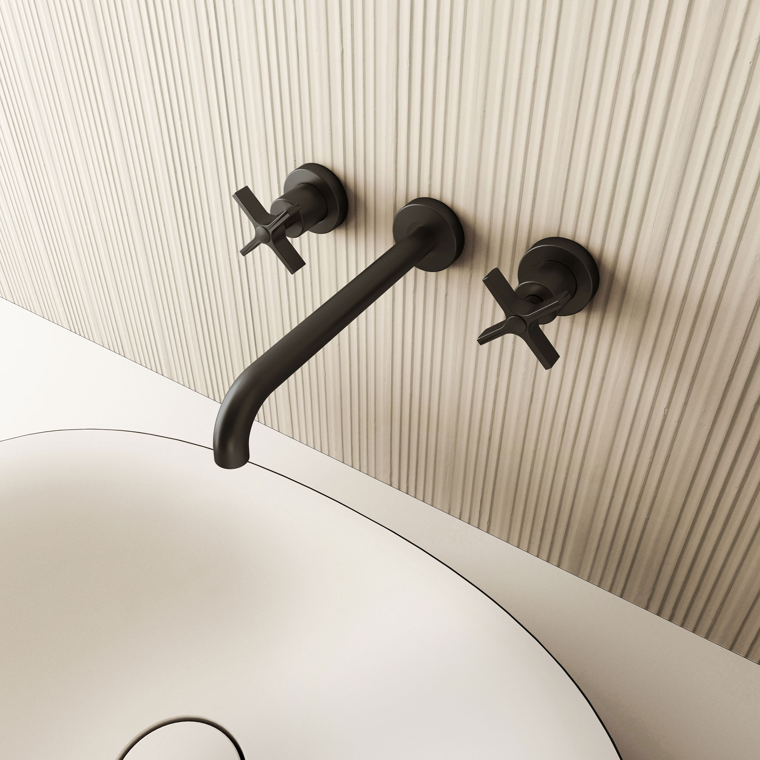 The Clover Basin 3H Wall Mounted Tap Set